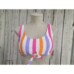 ALK Women's Large Salt + Cove Multicolor Tie Front Bikini Top Swimsuit 1 Piece